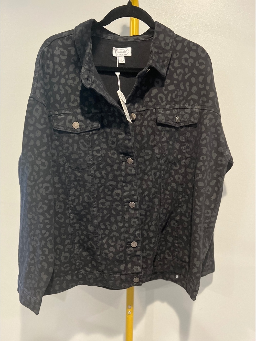 NWT Mudpie Cheetah Denim Jacket